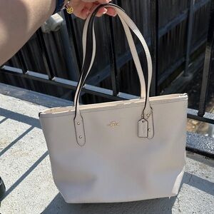 Coach Cream Leather Tote Bag